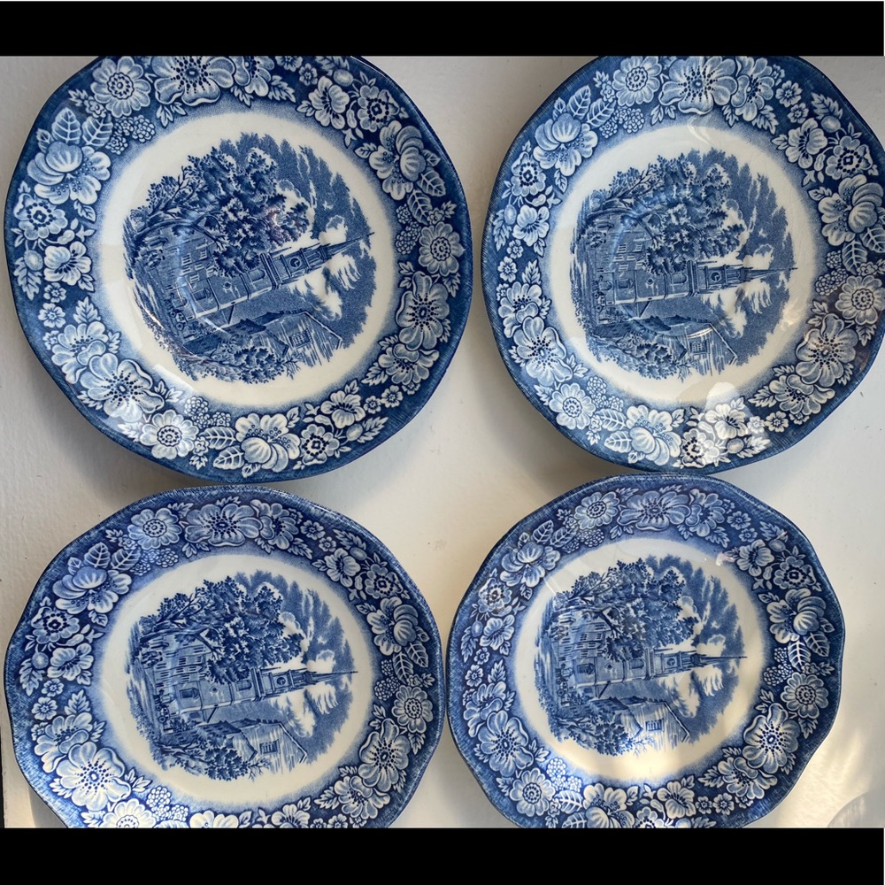 Liberty Blue 4 tea cup saucers